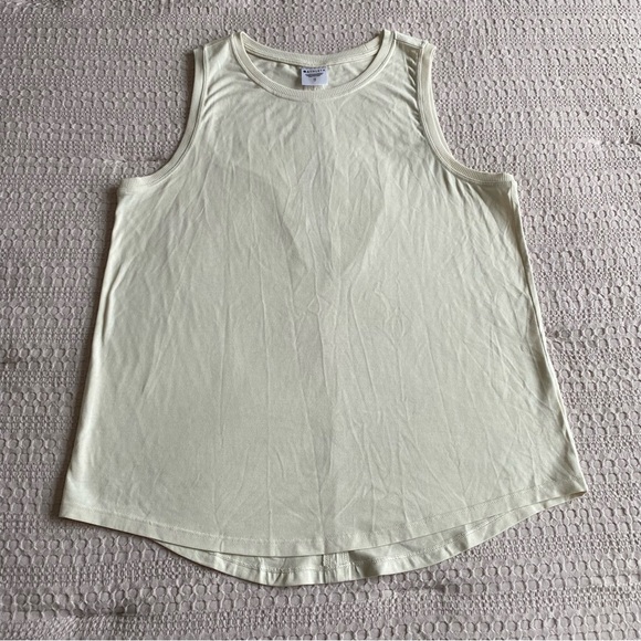 Athleta Tops - Athleta With Ease Open Back Tank Bone XS Yoga Workout Run Athleisure High Neck
